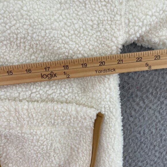 Free Assembly Coat Womens Small Ivory Beige Trim Fleece Zip Pockets Mock Neck - Picture 9 of 11